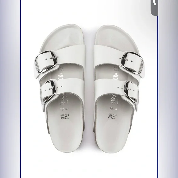 Birkenstock Arizona Big Buckle Leather White Sandal 10-101/2 (EU 41) NWOT - Picture 2 of 10